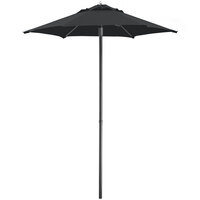 Lancaster Table & Seating 6' Black Push Lift Umbrella with 1 1/2 inch Aluminum Pole