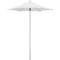 Lancaster Table & Seating 6' White Push Lift Umbrella with 1 1/2 inch Aluminum Pole