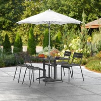 Lancaster Table & Seating 6' White Push Lift Umbrella with 1 1/2 inch Aluminum Pole