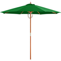 Lancaster Table & Seating 9' Hunter Green Pulley Lift Umbrella with 1 1/2 inch Hardwood Pole