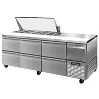 Continental Refrigerator RA93N-18M-D 93 inch 6 Drawer 1 Half Door Mighty Top Refrigerated Sandwich Prep Table - 32 cu. ft.
