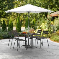 Lancaster Table & Seating 9' White Push Lift Umbrella with 1 1/2 inch Aluminum Pole