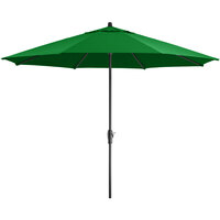 Lancaster Table & Seating 11' Hunter Green Crank Lift Umbrella with 1 1/2 inch Aluminum Pole