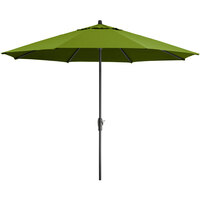 Lancaster Table & Seating 11' Moss Green Crank Lift Umbrella with 1 1/2 inch Aluminum Pole