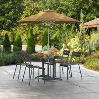 Lancaster Table & Seating 6' Champagne Push Lift Umbrella with 1 1/2 inch Aluminum Pole