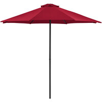 Lancaster Table & Seating 9' Red Push Lift Umbrella with 1 1/2 inch Steel Pole