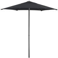 Lancaster Table & Seating 7 1/2' Black Push Lift Umbrella with 1 1/2" Aluminum Pole