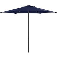 Lancaster Table & Seating 9' Navy Blue Push Lift Umbrella with 1 1/2 inch Aluminum Pole