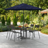Lancaster Table & Seating 9' Navy Blue Push Lift Umbrella with 1 1/2 inch Aluminum Pole