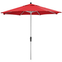 Lancaster Table & Seating 9' Strawberry Crank Lift Automatically Tilting Umbrella with 1 1/2 inch Aluminum Pole