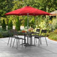 Lancaster Table & Seating 9' Strawberry Crank Lift Automatically Tilting Umbrella with 1 1/2 inch Aluminum Pole