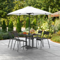 Lancaster Table & Seating 7 1/2' White Push Lift Umbrella with 1 1/2 inch Steel Pole