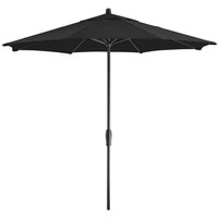 Lancaster Table & Seating 9' Black Crank Lift Automatically Tilting Umbrella with 1 1/2 inch Aluminum Pole
