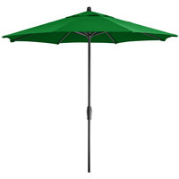 Lancaster Table & Seating 9' Hunter Green Crank Lift Automatically Tilting Umbrella with 1 1/2 inch Aluminum Pole