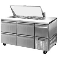 Continental Refrigerator RA68N-18M-D 68 inch 4 Drawer 1 Half Door Mighty Top Refrigerated Sandwich Prep Table - 22 cu. ft.