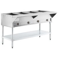 ServIt Four Pan Open Well Electric Steam Table with Adjustable Undershelf - 120V, 2000W