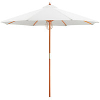 Lancaster Table & Seating 9' White Pulley Lift Umbrella with 1 1/2 inch Hardwood Pole