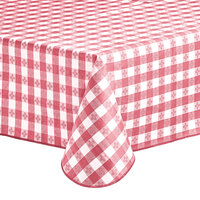 Choice 52" x 70" Burgundy Textured Gingham Vinyl Table Cover with Flannel Back
