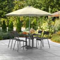 Lancaster Table & Seating 9' Canvas Crank Lift Automatically Tilting Umbrella with 1 1/2 inch Aluminum Pole