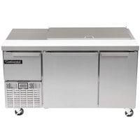 Continental Refrigerator RA60N-18M 60 inch 2 Door 1 Half Door Mighty Top Refrigerated Sandwich Prep Table - 19 cu. ft.