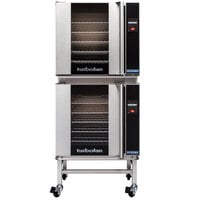 Moffat E32T5/2C Turbofan Double Deck Full Size Electric Touch Screen Convection Oven with Steam Injection and Casters - 220-240V, 1 Phase, 12.8 kW