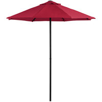 Lancaster Table & Seating 7 1/2' Red Push Lift Umbrella with 1 1/2" Steel Pole