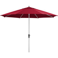 Lancaster Table & Seating 11' Red Crank Lift Umbrella with 1 1/2 inch Aluminum Pole