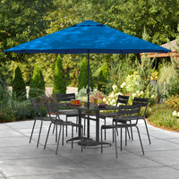 Lancaster Table & Seating 11' Pacific Blue Crank Lift Umbrella with 1 1/2 inch Steel Pole