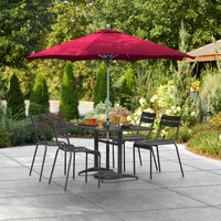 Lancaster Table & Seating 7 1/2' Red Push Lift Umbrella with 1 1/2 inch Aluminum Pole
