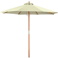 Lancaster Table & Seating 7 1/2' Canvas Pulley Lift Wood Umbrella