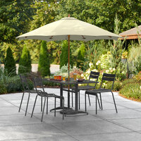 Lancaster Table & Seating 7 1/2' Canvas Pulley Lift Umbrella with 1 1/2 inch Hardwood Pole