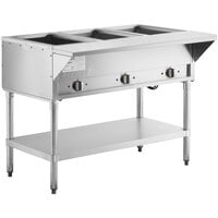 ServIt Three Pan Open Well Electric Steam Table with Adjustable Undershelf - 120V, 1500W