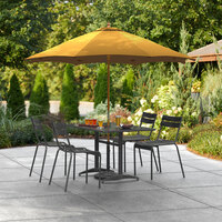 Lancaster Table & Seating 7 1/2' Yellow Pulley Lift Umbrella with 1 1/2 inch Hardwood Pole