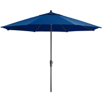 Lancaster Table & Seating 11' Royal Blue Crank Lift Umbrella with 1 1/2 inch Aluminum Pole