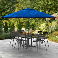 Lancaster Table & Seating 11' Royal Blue Crank Lift Umbrella with 1 1/2 inch Aluminum Pole