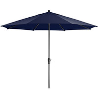 Lancaster Table & Seating 11' Navy Blue Crank Lift Umbrella with 1 1/2" Aluminum Pole
