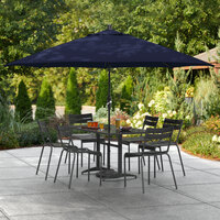 Lancaster Table & Seating 11' Navy Blue Crank Lift Umbrella with 1 1/2 inch Aluminum Pole
