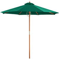 Lancaster Table & Seating 7 1/2' Forest Green Pulley Lift Umbrella with 1 1/2 inch Hardwood Pole
