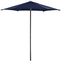 Lancaster Table & Seating 7 1/2' Navy Blue Push Lift Umbrella with 1 1/2" Aluminum Pole