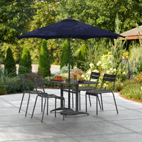 Lancaster Table & Seating 7 1/2' Navy Blue Push Lift Umbrella with 1 1/2 inch Aluminum Pole