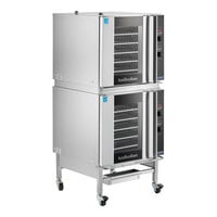 Moffat E32D5/2C Turbofan Double Deck Full Size Electric Digital Convection Oven with Steam Injection and Casters - 220-240V, 1 Phase, 13 kW