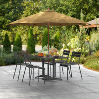 Lancaster Table & Seating 9' Champagne Pulley Lift Umbrella with 1 1/2 inch Hardwood Pole