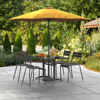 Lancaster Table & Seating 9' Yellow Push Lift Umbrella with 1 1/2 inch Aluminum Pole