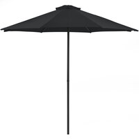 Lancaster Table & Seating 9' Black Push Lift Umbrella with 1 1/2 inch Steel Pole