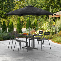 Lancaster Table & Seating 9' Black Push Lift Umbrella with 1 1/2 inch Steel Pole