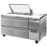 Continental Refrigerator RA68N-12M-D 68 inch 4 Drawer 1 Half Door Mighty Top Refrigerated Sandwich Prep Table - 22 cu. ft.