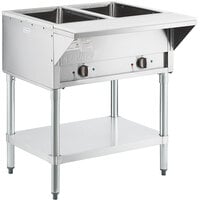 ServIt Two Pan Open Well Electric Steam Table with Adjustable Undershelf - 120V, 1000W