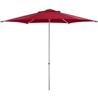 Lancaster Table & Seating 9' Red Push Lift Umbrella with 1 1/2 inch Aluminum Pole