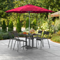 Lancaster Table & Seating 9' Red Push Lift Umbrella with 1 1/2 inch Aluminum Pole