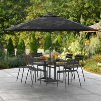 Lancaster Table & Seating 11' Black Crank Lift Umbrella with 1 1/2 inch Aluminum Pole